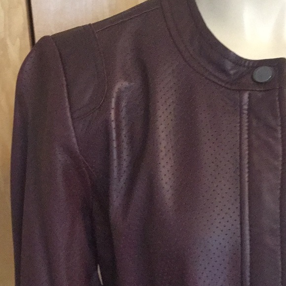 Rebecca Taylor Bordeaux Perforated Leather Coat - Picture 4 of 11